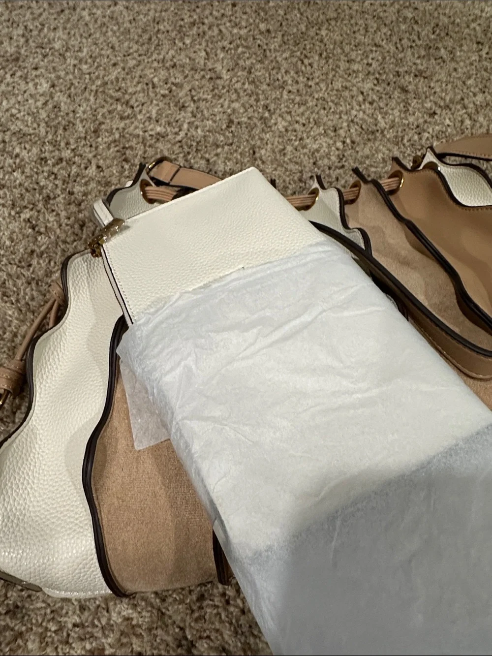 Dolce Vita Cream, Tan & Brown Waved Panel Shoulder Bag - Picture 5 of 5